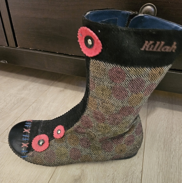 Killah Boots Shoes Womens Size 11 Floral Stitching Unique Floral Zipper Boho - Picture 3 of 5